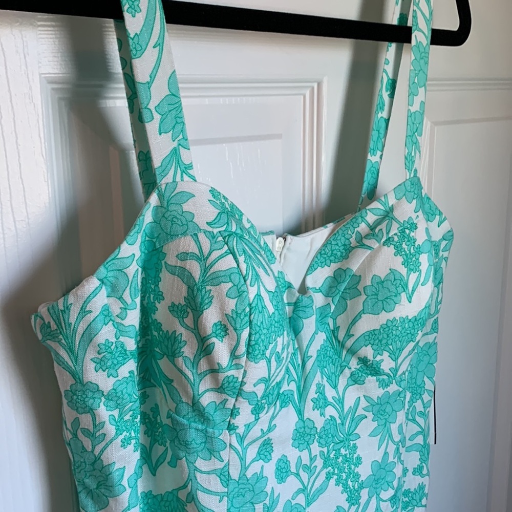 NWT B. Darlin Green and White Floral A-line Mini Fitted Dress, size 11/12 (L) - Picture 6 of 7